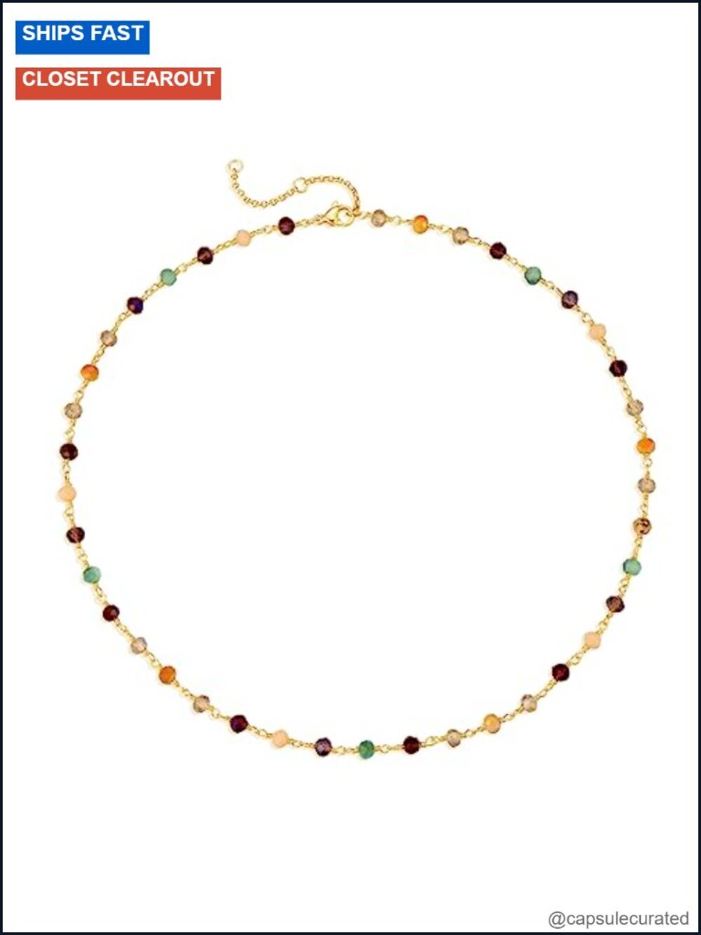 Multicolor Cubic Zirconia 18K Gold Plated Link Choker Necklace